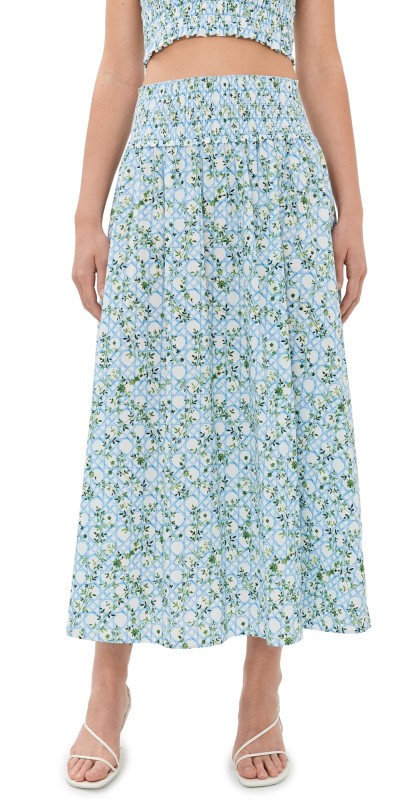 Hill House Home Delphine Nap Skirt Basketweave Vine, Blue