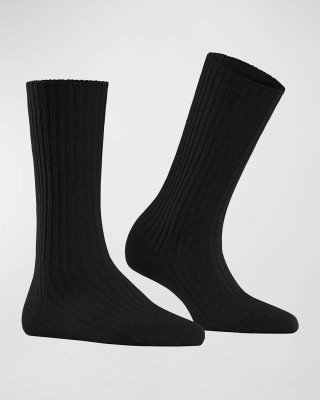 Ribbed Cashmere-Blend Boot Socks