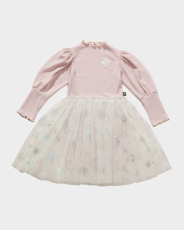 Girl's Combo Embellished Snowflake Dress, Size 12M-8