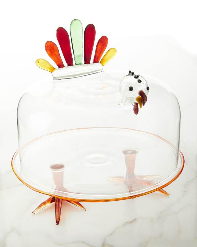 Turkey Cake Plate w/ Dome