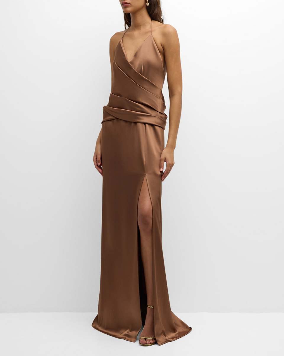 Draped Satin Gown
