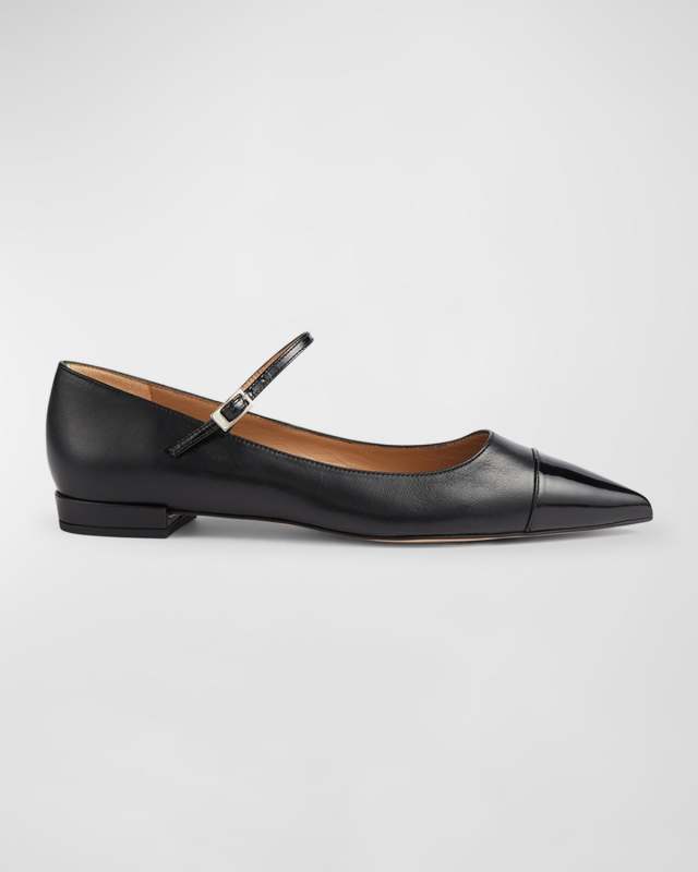 Monty Mixed Leather Mary Jane Ballerina Flats