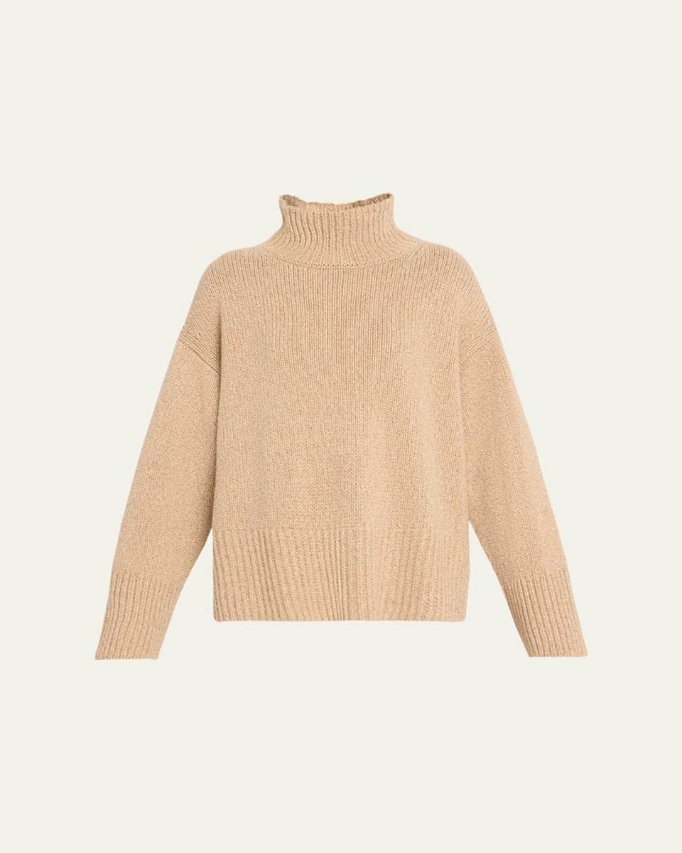 Oversized High-Low Turtleneck Cashmere Sweater