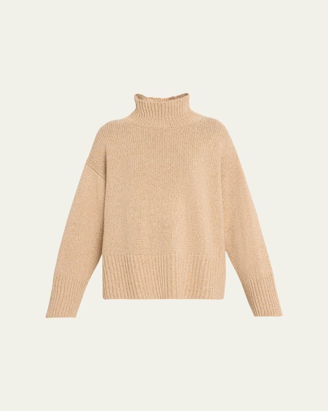Oversized High-Low Turtleneck Cashmere Sweater