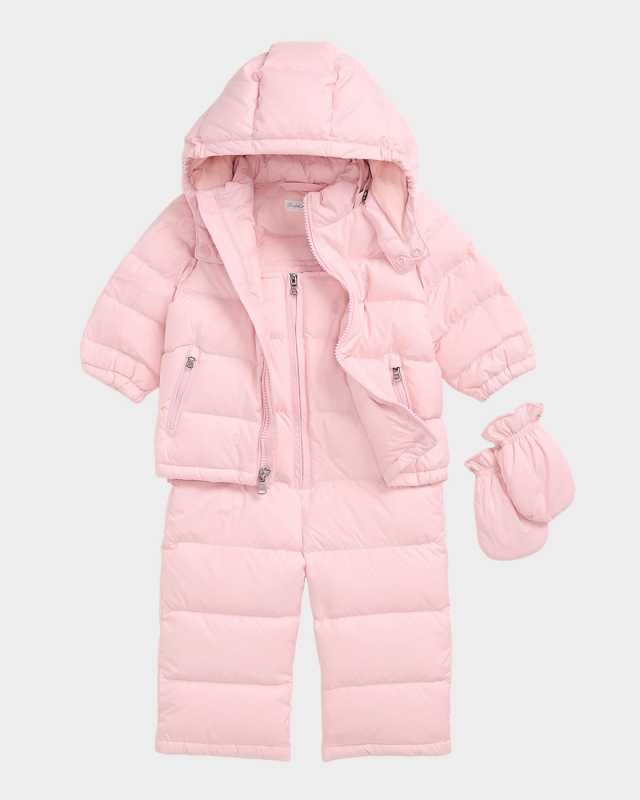 Girl's Puffer Coat & Snowsuit Set, Size 9M-24