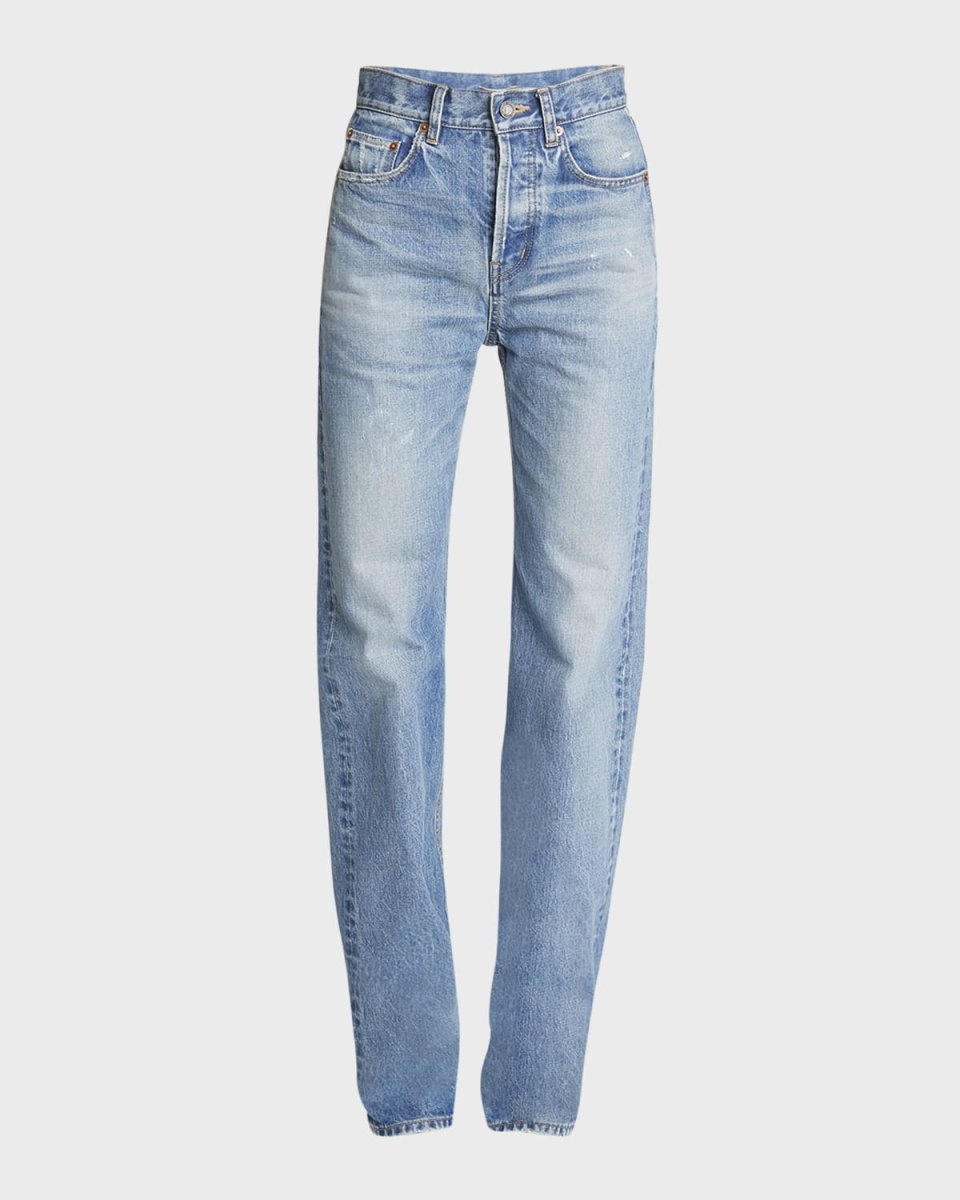 Long Straight-Leg Denim Jeans