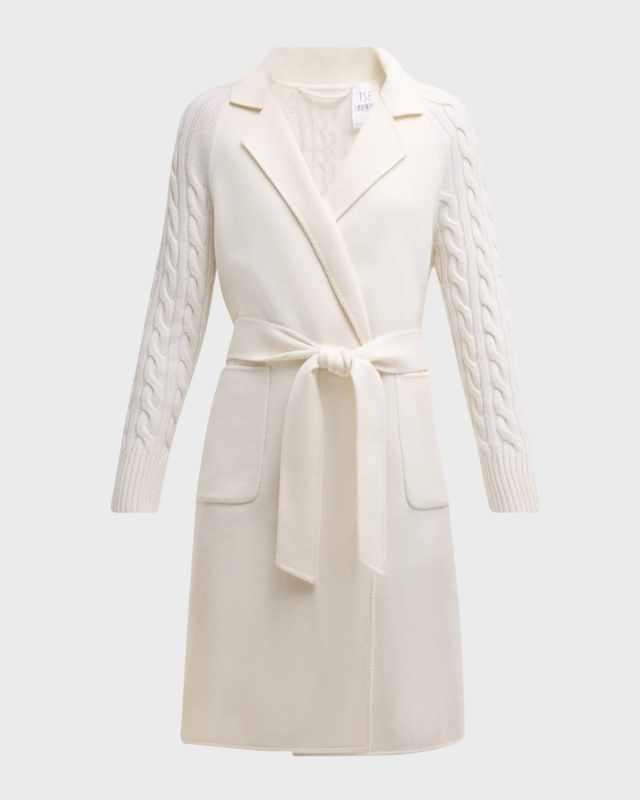 Double-Face Cable-Knit Cashmere Coat