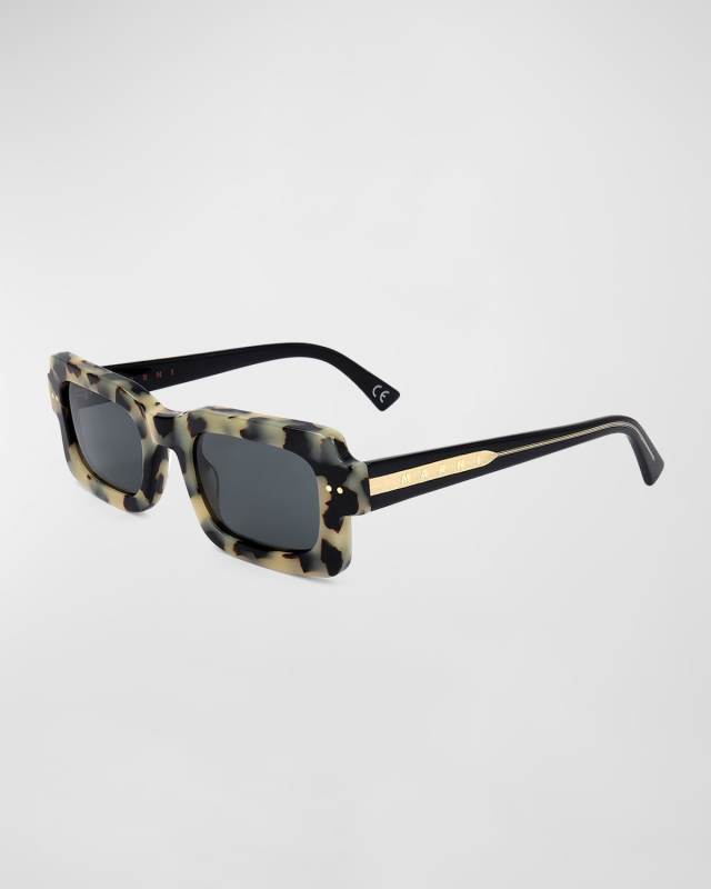 Logo Acetate Rectangle Sunglasses