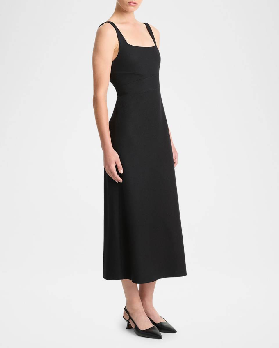 Square-Neck Column Midi Dress