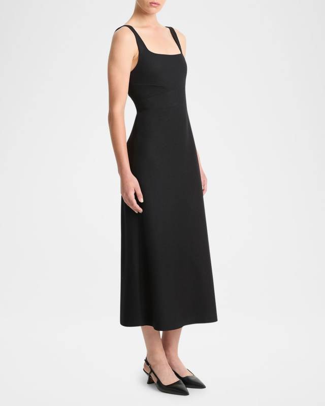 Square-Neck Column Midi Dress