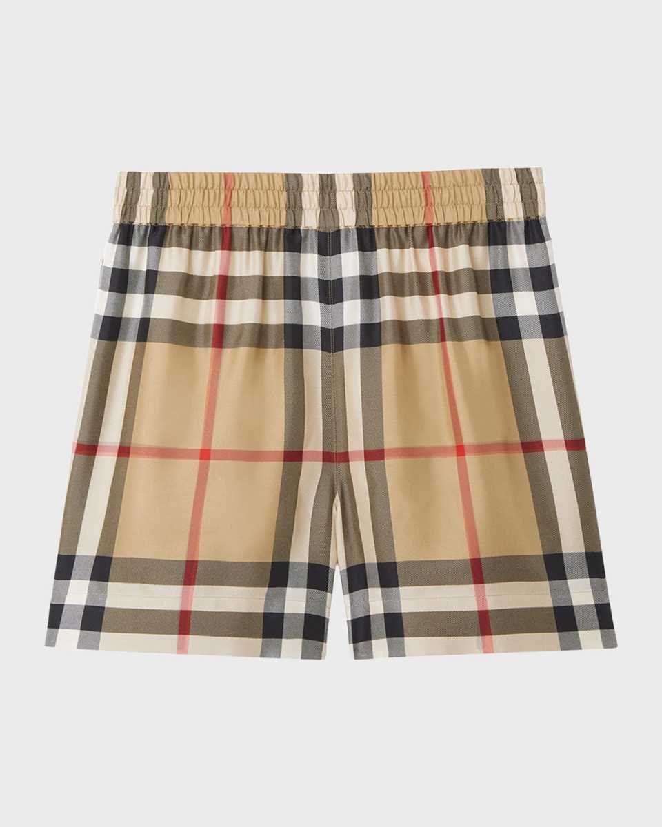 Tawney Check Mulberry Silk Bermuda Shorts