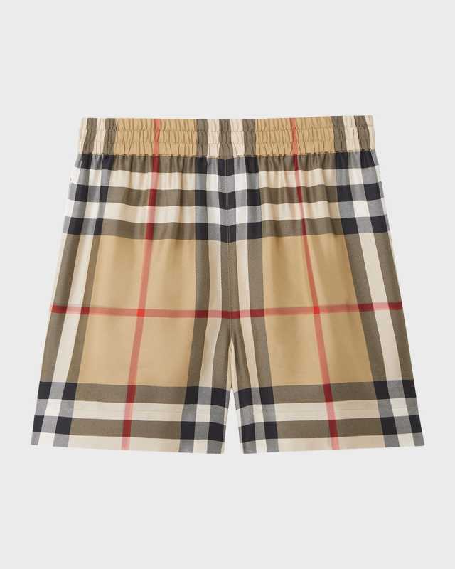 Tawney Check Mulberry Silk Bermuda Shorts