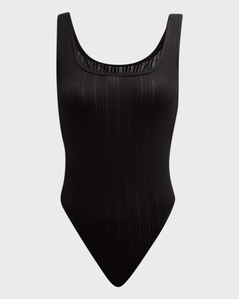 Ribbed Sleeveless Scoop-Neck Bodysuit