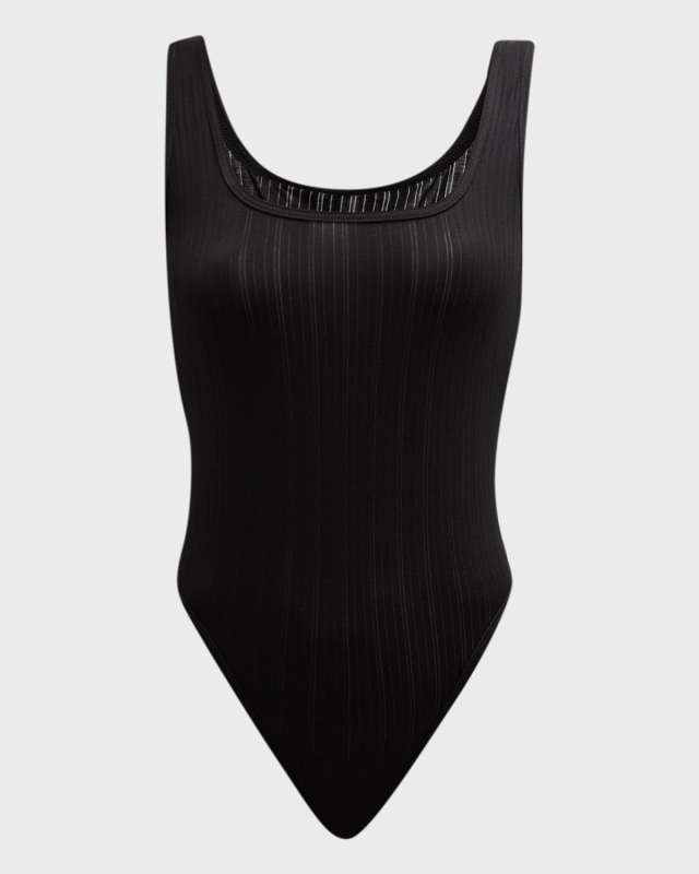Ribbed Sleeveless Scoop-Neck Bodysuit