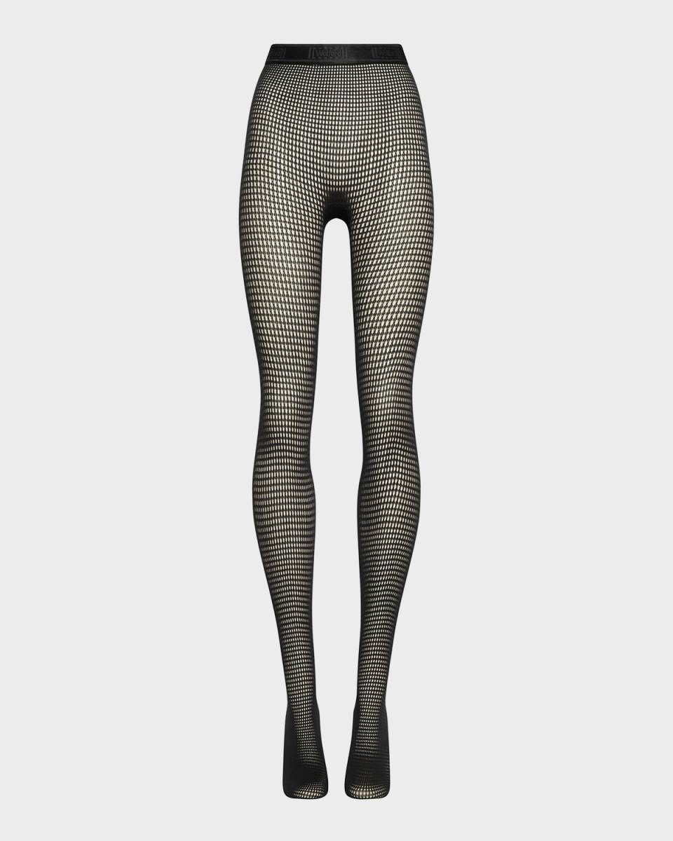 Logo Grid Net Tights