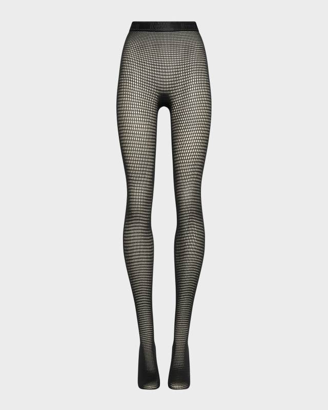Logo Grid Net Tights
