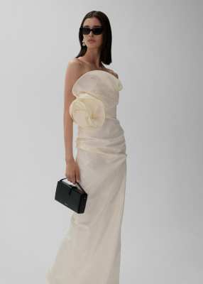 MAGDA BUTRYM Sculptural rose gown in cream