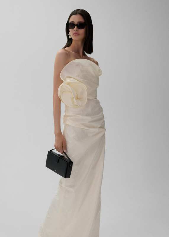 MAGDA BUTRYM Sculptural rose gown in cream
