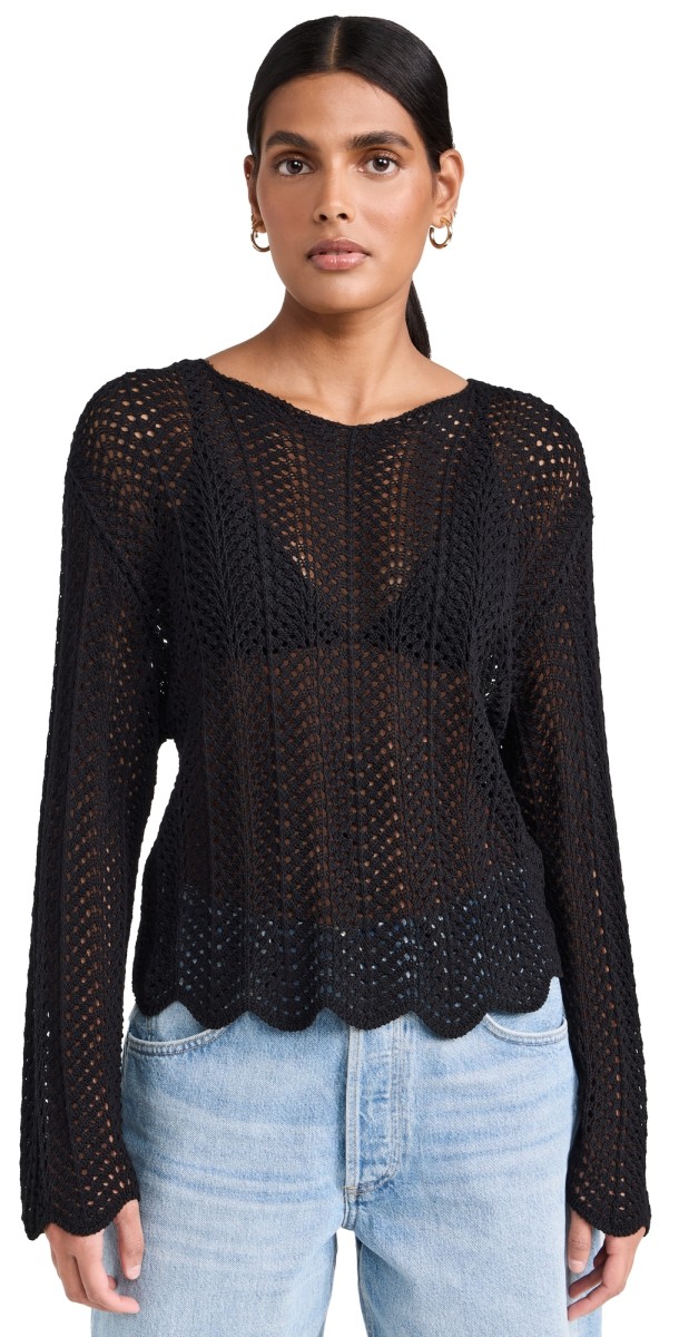 Z Supply Donovan Crochet Sweater Black