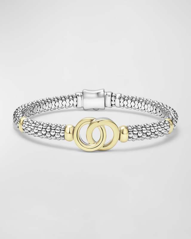 Sterling Silver and 18K Signature Caviar Bracelet, 6mm