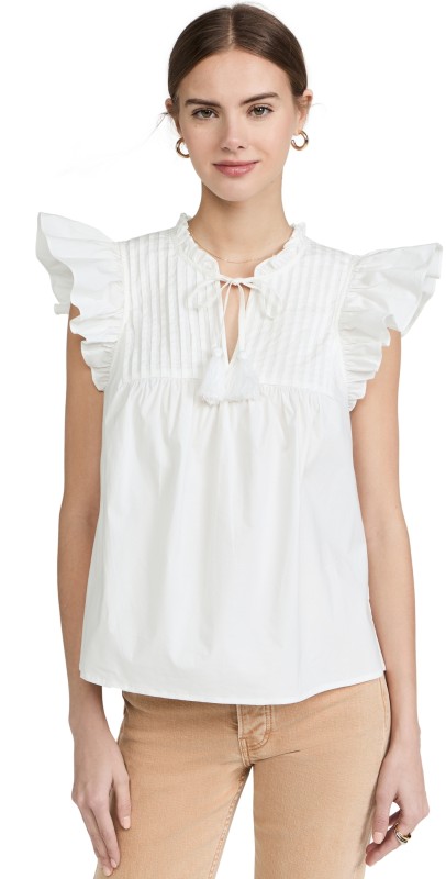 Sea Flutter Sleeve Top White