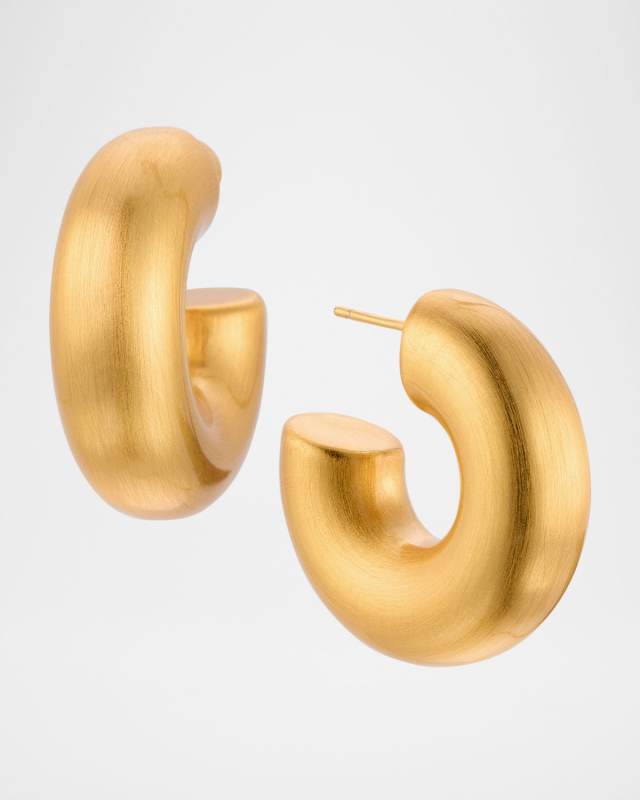 Brushed Gold Huggie Hoop Earrings