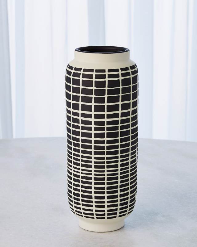 Graphic Cylinder Vase, Black/White