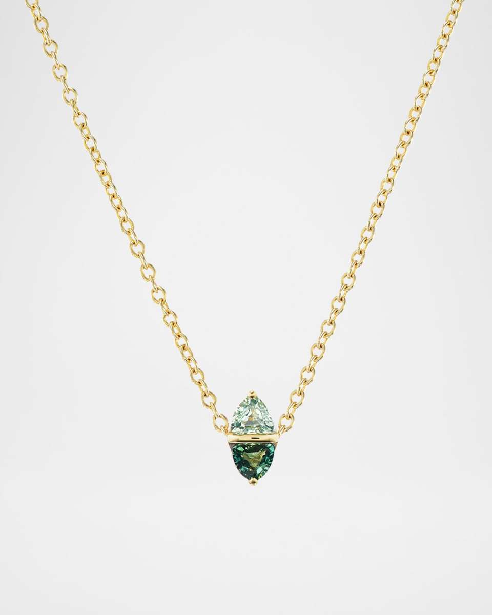 Tilly 18K Yellow Gold Two-Tone Green Sapphire Necklace, 16"