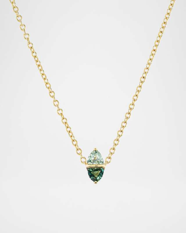 Tilly 18K Yellow Gold Two-Tone Green Sapphire Necklace, 16"