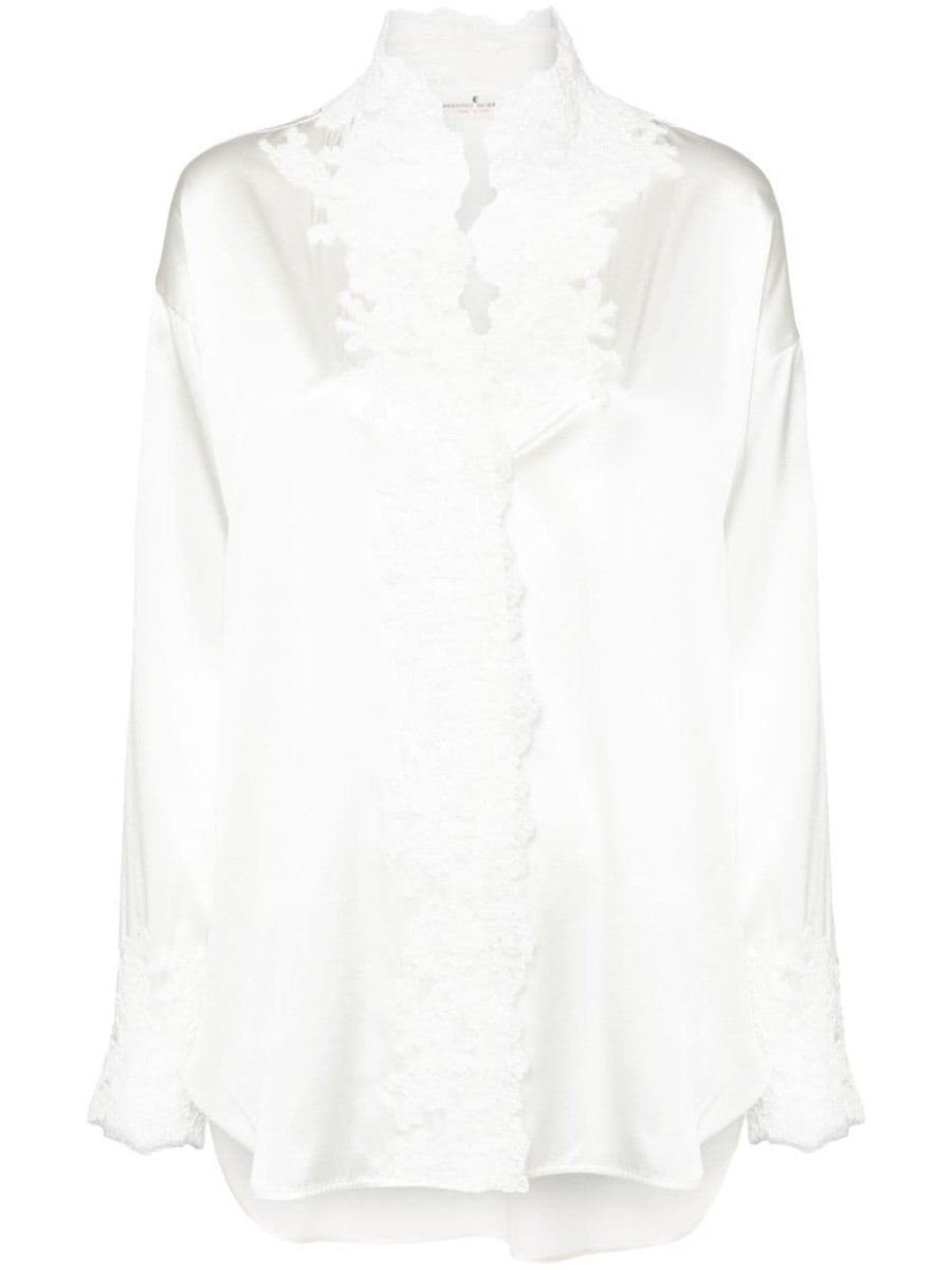 lace-detail satin shirt