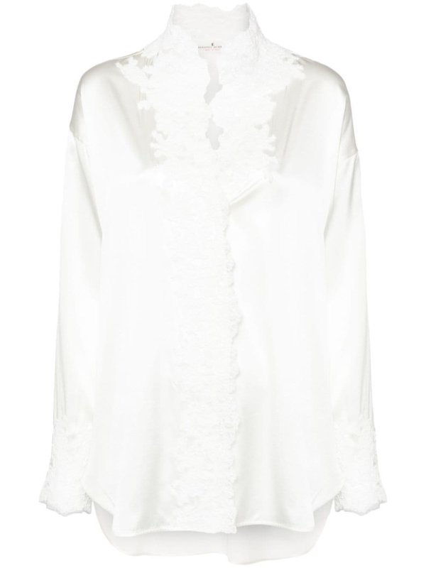 lace-detail satin shirt