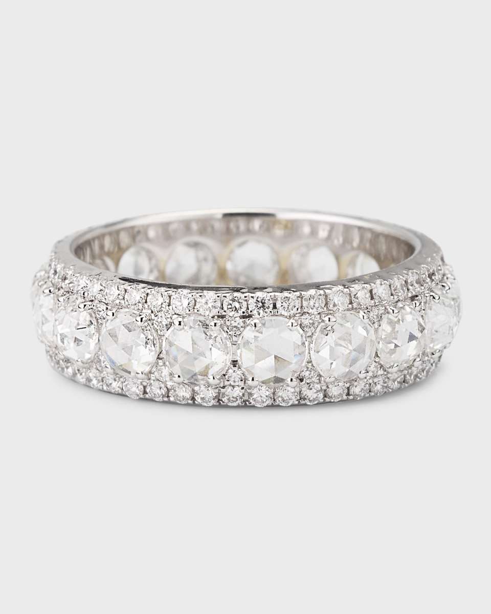 Linear 18K White Gold Diamond Infinity Band Ring, Size 6, 1.75tcw