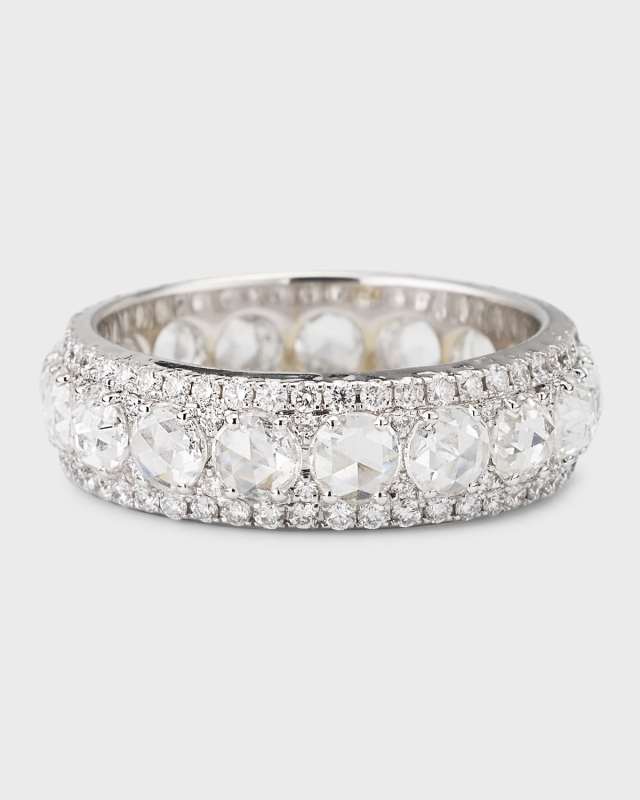 Linear 18K White Gold Diamond Infinity Band Ring, Size 6, 1.75tcw