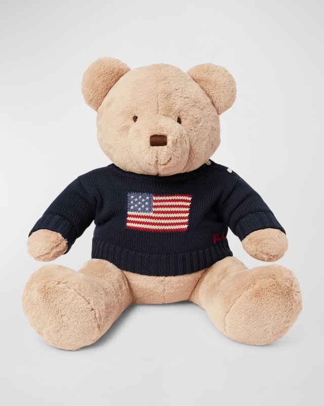 Kid's Large Flag Sweater Plush Polo Teddy Bear