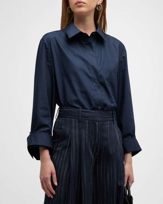 New Morning After Button-Front Cotton Shirt