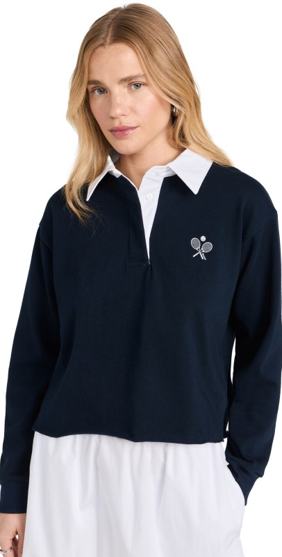Stateside Graphic Cropped Polo New Navy