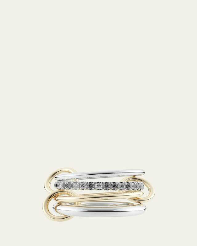 18K Yellow Gold and Silver Nimbus SG Gris 4-Link Diamond Ring