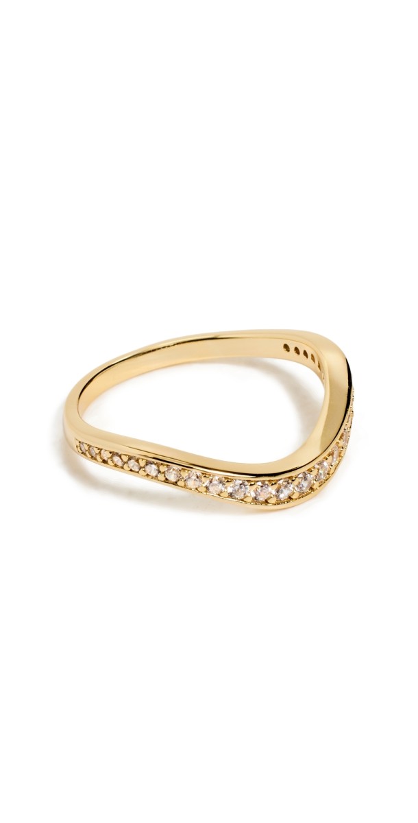 SHASHI Waves Pave Ring Gold