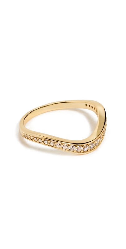 SHASHI Waves Pave Ring Gold