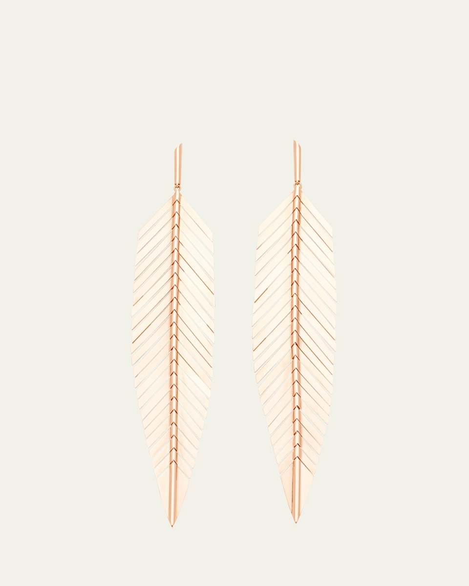 18k Rose Gold Large Feather Drop Earrings