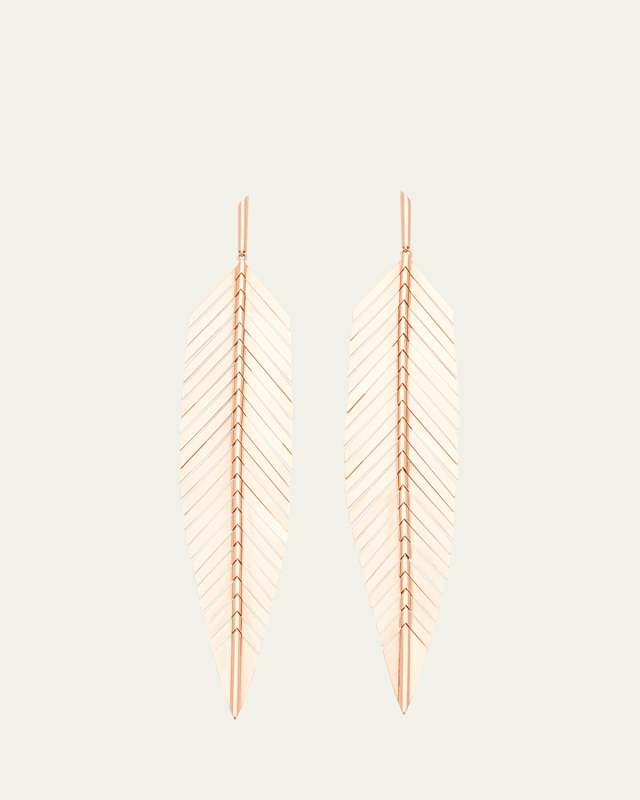 18k Rose Gold Large Feather Drop Earrings
