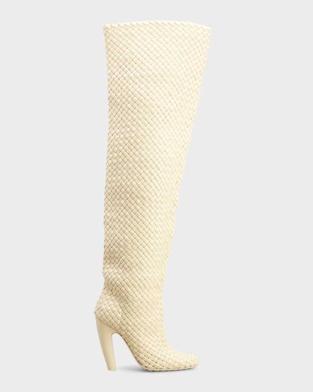 Intrecciato Woven Lambskin Over-The-Knee Boots