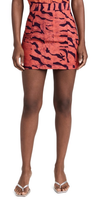 Studio 189 Hand Batik Cotton Fitted Mini Skirt Orange