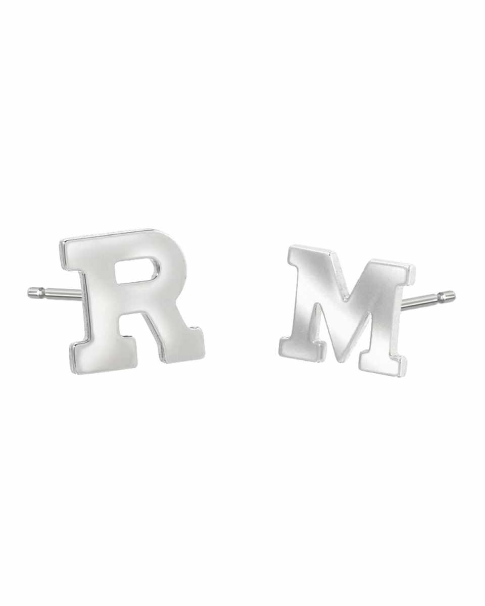 Regin Personalized Initial Stud Earrings in 14K White Gold