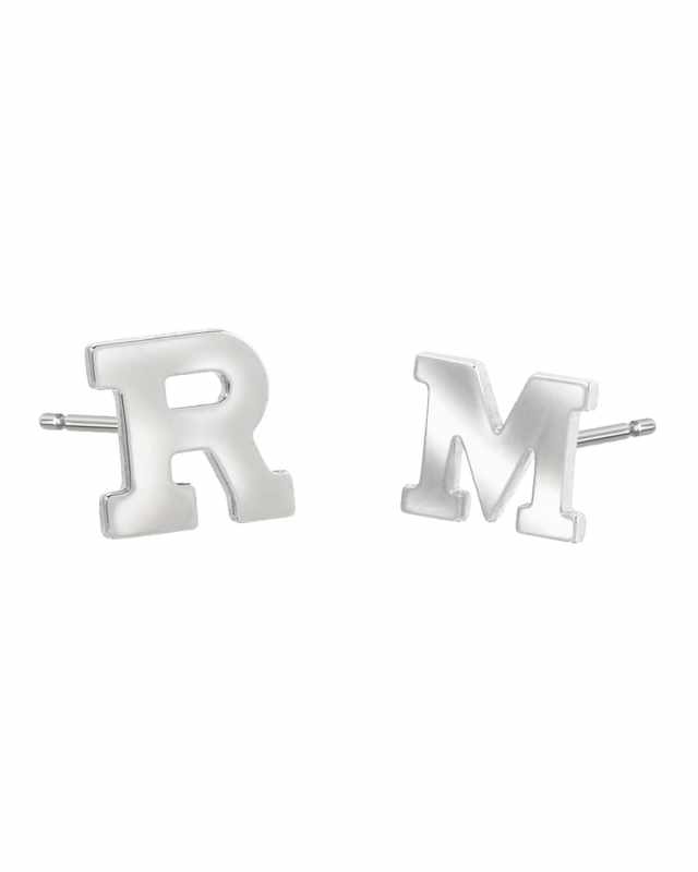 Regin Personalized Initial Stud Earrings in 14K White Gold