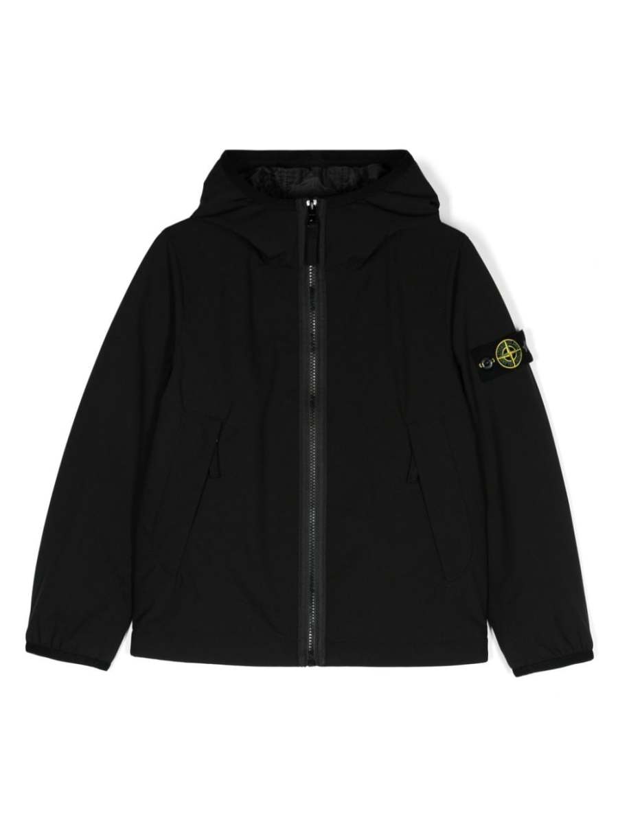 Compass-badge hooded jacket