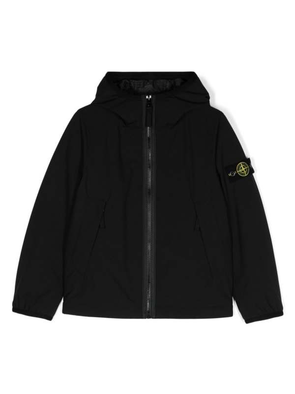 Compass-badge hooded jacket