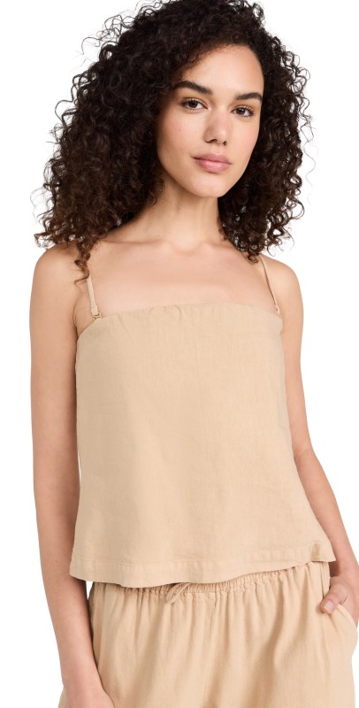 MONROW Linen Tube Tank Croissant