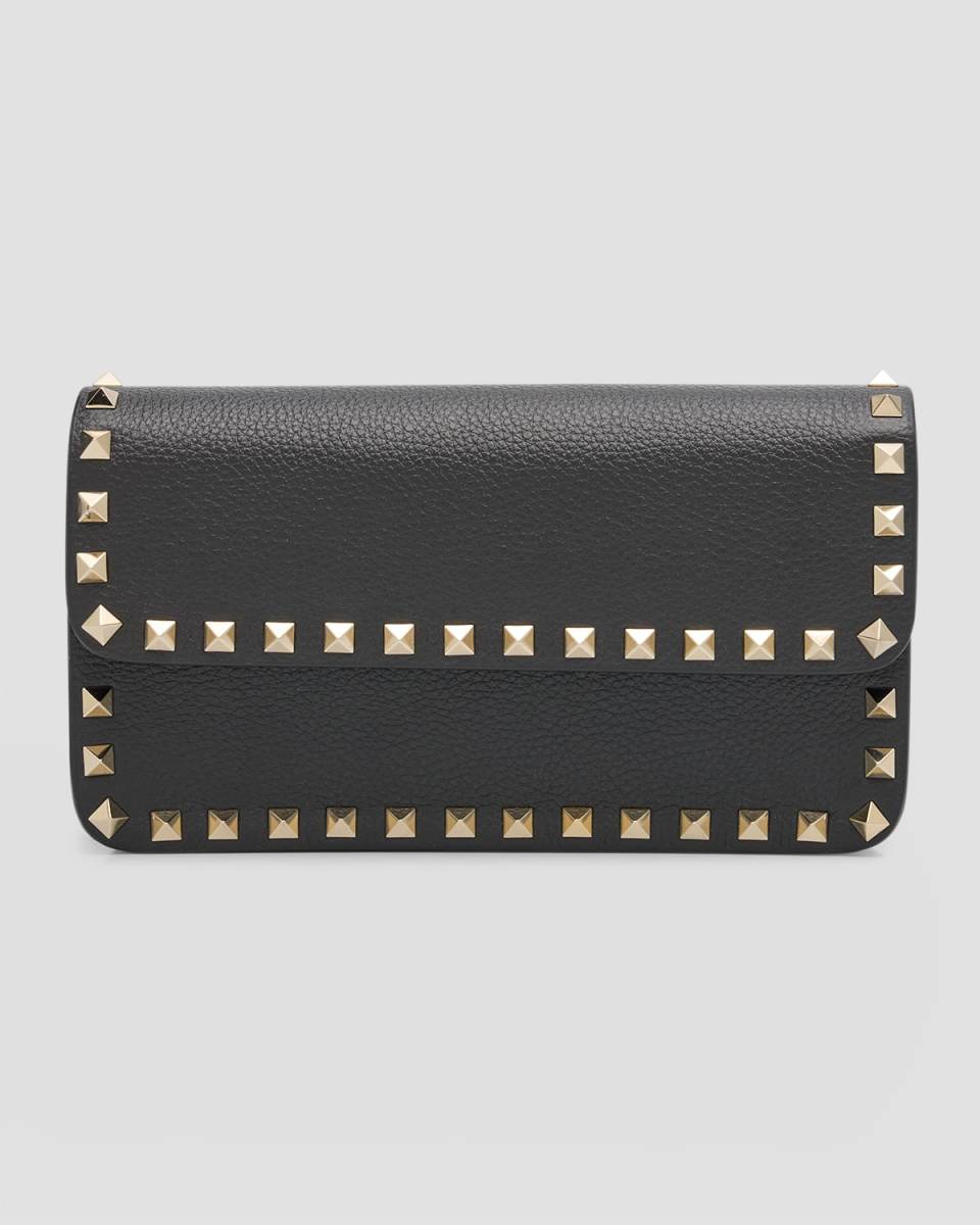 Rockstud Leather Wallet on Chain