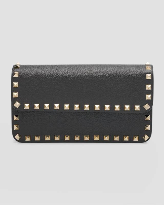 Rockstud Leather Wallet on Chain
